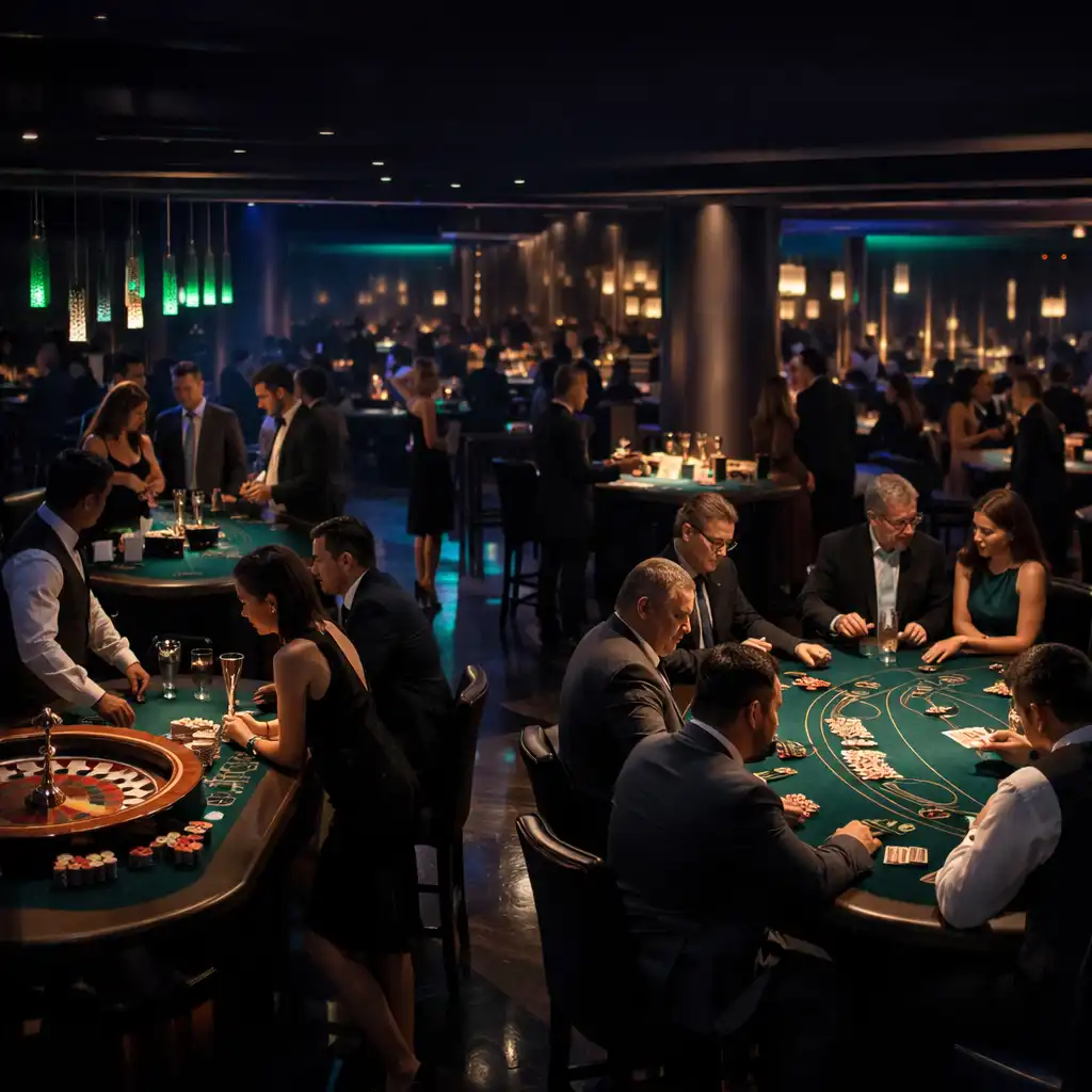 Event firmowy w klimacie casino przy stołach do gry